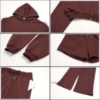 Ensemble de survêtement personnalisé en polaire pour femme, avec veste zippée courte, short de survêtement, pantalon de survêtement large et tenue à capuche, pour le sport, l'entraînement et la course