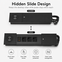 Prise de sol multifonctionnelle pour conférence avec ports USB-A et USB-C, connectivité NFC, design coulissant sans fil, matériau aluminium et ABS, IP45