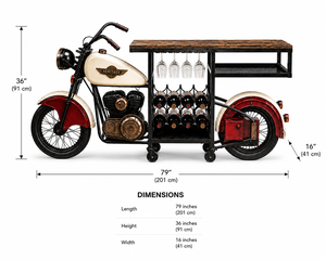 Chariot de bar moderne en fer, bois et verre, design automobile, chariot de service roulant pour ferme, salon, restaurant, usage commercial - Product Image 3