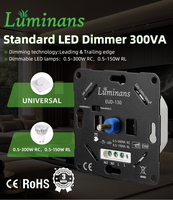 Luminans Led Interrupteur Mural et Gradateur Rotatif Standard LED Gradateur 300VA pour Lumières LED