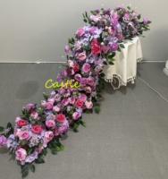 Guirlande de fleurs artificielles O-R001 pour mariage, rangée de fleurs en soie blanches et roses, centres de table, chemins de table pour arche de mariage