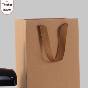 Wholesale Customized Size Wine Bottle Beer Kraft Paper <b>Bag</b> with Cotton Handles Black Wine Paper <b>Bag</b> - Product Image 4