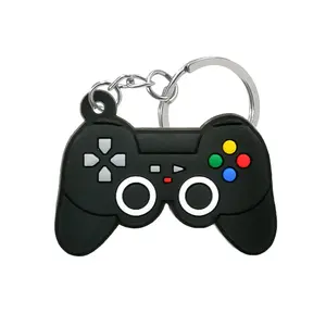 Atacado PVC Gamepad Keychain 2D Soft Rubber cartoon PS4 Game controlador chaveiro chaveiro