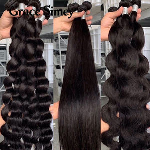 批发双拉束生原始角质层对齐头发身体波浪束人发 - Product Image 4