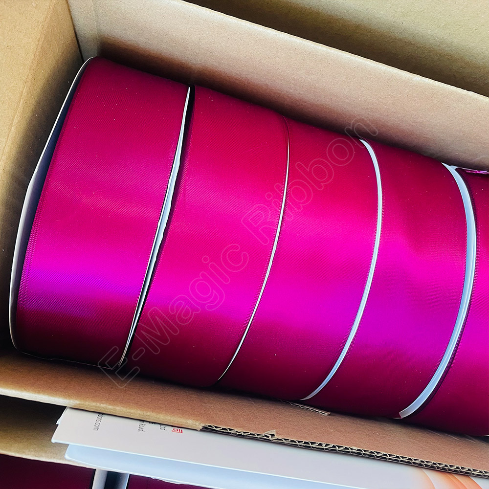 E-Magic Wholesale Custom Single Double Side Polyester 1/2 13mm Satin Ribbon Roll 100Yards