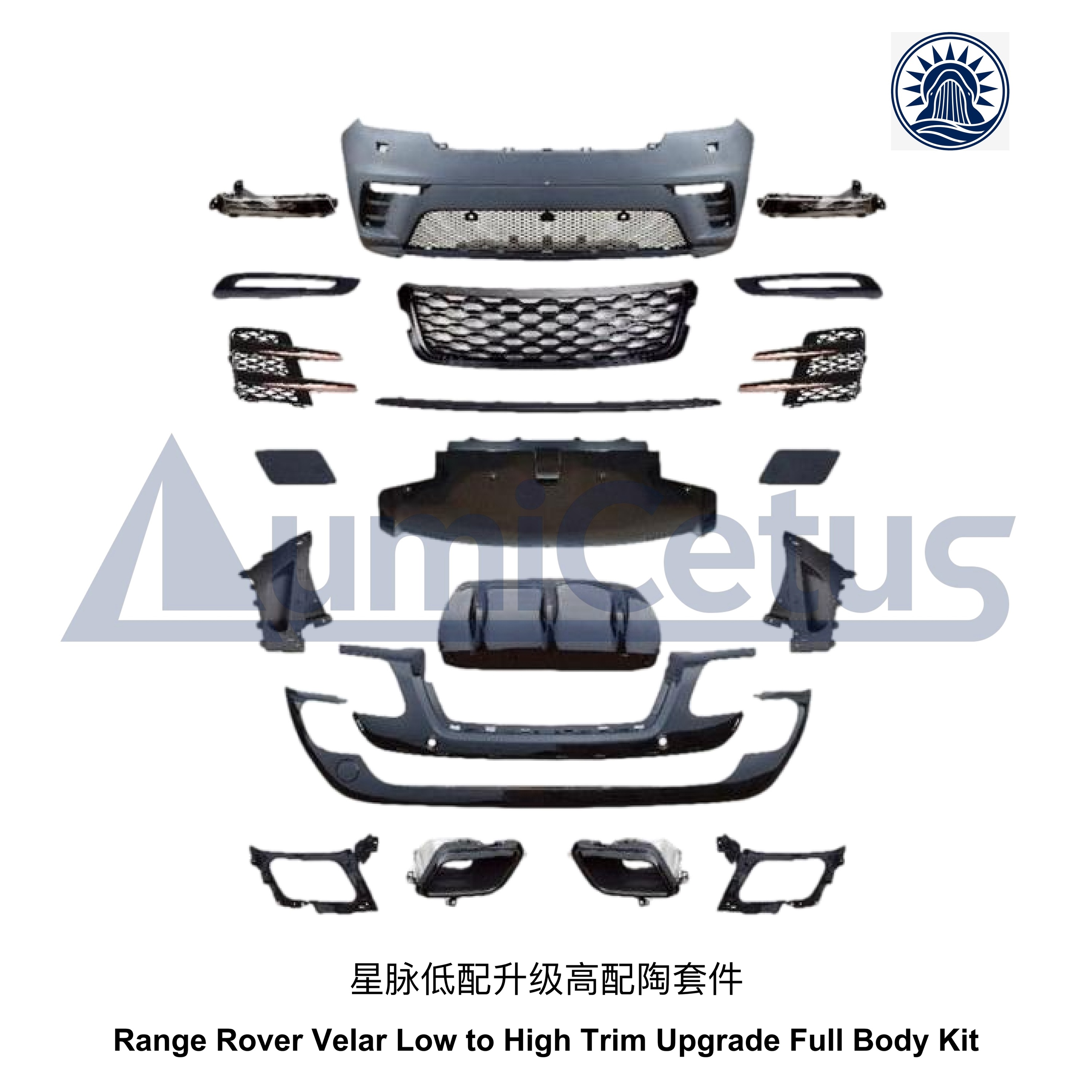 Kit de carrosserie complet pour conversion Range Rover Velar de finition basse à haute