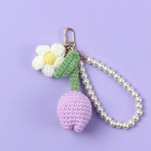 Wholesale Handmade Novelty Acrylic Crochet Flower Keychain for Thanksgiving New Year Christmas & Valentine's Day <b>Gifts</b> - Product Image 2