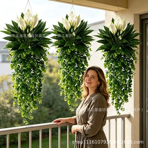 ดอกลิลลี่ประดิษฐ์แบบแขวนตกแต่งเพดานงานแต่งงาน รูปทรงเกลียวสีเขียว - Product Image 2