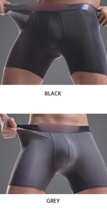 Calzoncillos bóxer de seda helada con logotipo personalizado para hombre, ropa interior deportiva transpirable con función alargada, diseñador privado - Product Image 6