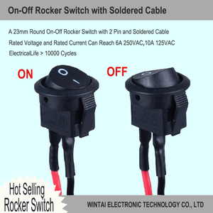 Wintai-Tech 10A/125V 2带电线的开/关摇臂开关Spst Kcd2摇臂开关T85 24v摇臂开关 - Product Image 2