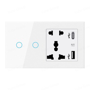 Interruptor Inteligente con Panel Táctil para Smart Life, Material de PC, IP27, Enchufe de Pared Doble, Producto para Hogar Inteligente - Product Image 1