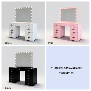 Coiffeuse de luxe moderne avec miroir LED et 13 tiroirs pour chambre à coucher - Product Image 2