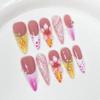 Faux Ongles Artificiels en Gros de Haute Qualité, Nouveau Design, à Coller, Longs, Amande, Ovale, Cercueil, Diamant, avec Kit