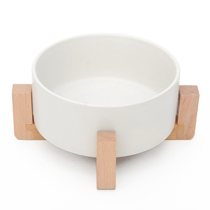 Wholesale Custom Eco-Friendly Matted Elevated <strong>Dog</strong> <strong>Bowl</strong> Non Slip Ceramic with Wooden Stand for Small Animals - Product Image 4