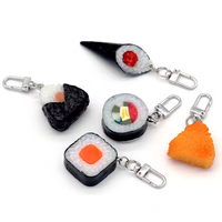 Porte-clés créatif en forme de boule de riz de sushi simulée, jouet alimentaire amusant en PVC, pendentif pour sac de voiture, vente en gros