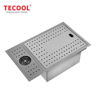 Tecool H-7646US Évier simple encastré moderne en acier inoxydable SUS 304 avec robinet pliable