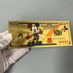 Banconota in plastica dorata a forma di topo dei cartoni animati, con lamina d'oro su entrambi i lati, denaro finto da $100, carta dorata da collezione per Natale dei bambini - Product Image 6