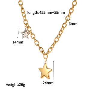 ชุดสร้อยคอและกำไลข้อมือรูปดาวสแตนเลสสตีล ของขวัญเครื่องประดับสำหรับผู้หญิงผู้ชาย เครื่องประดับแฟชั่น ผลิตที่เมืองอี้หวู่ รุ่น TN5152 G - Product Image 5