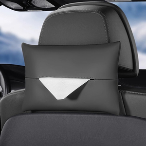 Popular Caja de pañuelos de cuero Nappa para coche, soporte universal para visera, reposabrazos o respaldo del asiento, organizador de servilletas para coche - Product Image 1