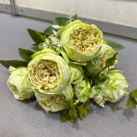 LO-1589 Grosir 8 Tangkai Bunga Peony Sutra Imitasi Buket Bunga Peony Buatan untuk Dekorasi Pernikahan, Buket Pengantin