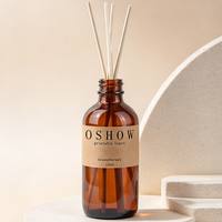 Diffuseur de parfum en verre brun, flacon vide rechargeable, étiquette personnalisée disponible pour l'aromathérapie de table