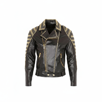 Vêtement d'extérieur unisexe noir style motard punk, personnalisé, écologique, vintage, tendance, avec rivets cloutés, imprimé 3D, en cuir de vache, respirant et coupe-vent