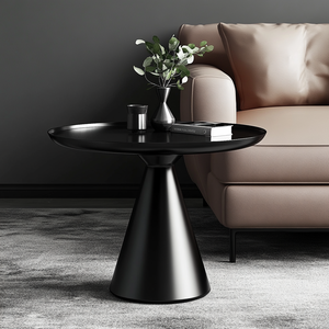 Modern Matte Black Stainless Steel <strong>Slim</strong> Pedestal Side <strong>Table</strong> for Hotel and Living Room Luxury Bedroom Use - Product Image 1