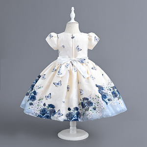 Abito da principessa da ragazza con manica a bolle adesivo con fiore a forma di fiore per matrimonio carino festa di <span class=keywords><strong>compleanno</strong></span> per feste scolastiche - Product Image 3