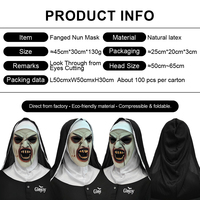 Masque en latex visage de nonne effrayante, accessoire de déguisement d'Halloween, accessoire de farce, personnalisable