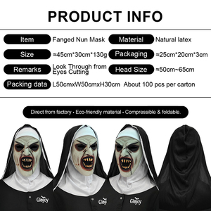 Masque en latex visage <span class=keywords><strong>de</strong></span> nonne effrayante, accessoire <span class=keywords><strong>de</strong></span> déguisement d'Halloween, accessoire <span class=keywords><strong>de</strong></span> farce, personnalisable - Product Image 2