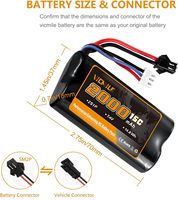 Baterai VICMILE 7.4V 2000mAh 2S dengan Konektor SM-2P (2 Buah) untuk Kapal, 1000 Siklus