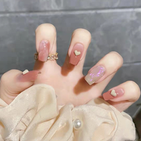 Uñas postizas artificiales de almendra con diseño de flor 3D y puntos negros, hechas a mano, de buena calidad, para dedos.