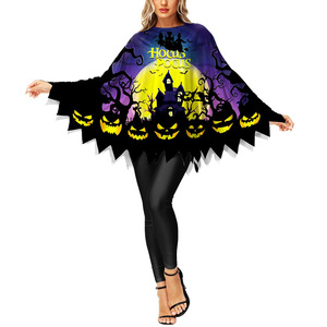 Horror Halloween calabaza Castillo diseño Casual capas disfraces fiesta Cosplay Tops sublimación logotipo personalizado elegante camiseta <span class=keywords><strong>ropa</strong></span> - Product Image 2