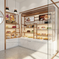 Étagère de présentation sur mesure pour boulangerie, vitrine à gâteaux, présentoir à pain, design professionnel, éclairage LED, en acier inoxydable, équipement de magasin en gros
