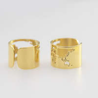 Cartes du monde bagues réglables en acier inoxydable carte bijoux Anillos De Acero bague carte du monde inoxydable plaqué or