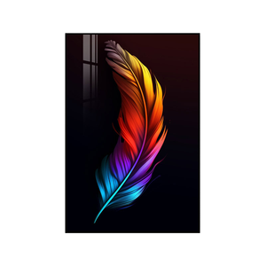 Pintura de Arte de pared de plumas bohemias para sala de estar pluma de imitación 3D pintura de lienzo de plumas reales - Product Image 2