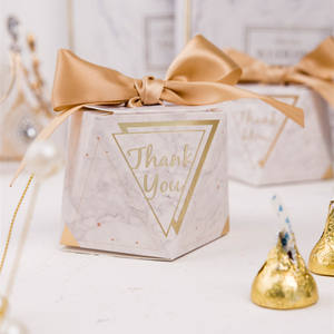 缎带装饰小纸盒大理石印花优雅婚庆礼盒 - Product Image 5