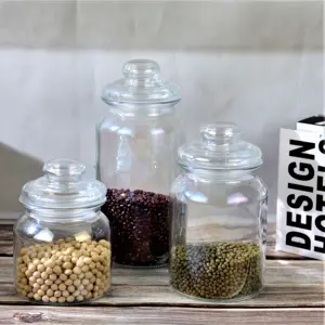 decor glassware airtight pearl luster colored glass storage containers jars canister set for kitchen