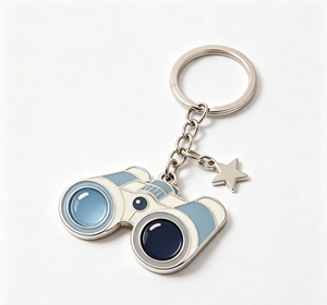 <b>Camera</b> Metal Key Chain Enamel Binocular Keyring Silver Blue Pendant Gift Accessory - Product Image 3