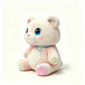 Custom Rainbow Accent Sitting <b>Bear</b> Plush Toy, <b>Cute</b> Gradient Rainbow Bow Teddy <b>Bear</b> Plushie, Soft Pink Pastel Teddy <b>Bear</b> Stuffed - Product Image 3