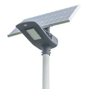 ไฟถนนพลังงานแสงอาทิตย์ 60W LED IP65 กันน้ำ พร้อมเซ็นเซอร์ตรวจจับความเคลื่อนไหว โครงอะลูมิเนียมอัลลอยด์ สำหรับส่องสว่างภายนอกอาคาร แสงสีขาว 5000K แบบที่ 3 - Product Image 1