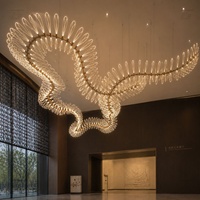 Luminaires suspendus personnalisés en acrylique, design moderne à ondes laser, pour hôtel, centre commercial, centre de conférence, grands lustres pour plafonds hauts