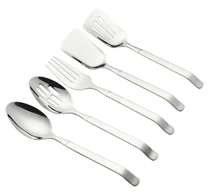 DFS0327 stainless steel dinnerware golden <b>server</b> food salad fork spoons set portion <b>buffet</b> catering control gold rice serving sp - Product Image 1