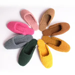Fashion Spring Flat Rubber Sole Fancy Fuzzy Sherpa Indoor Outdoor Ladies Women's Slippers