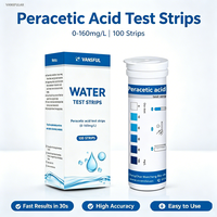 Tiras Reactivas de Ácido Peracético 0-160 ppm, Papel de Prueba Rápida de Calidad del Agua en 30s para Verificación de Desinfectantes en Procesamiento de Alimentos y Elaboración de Cerveza