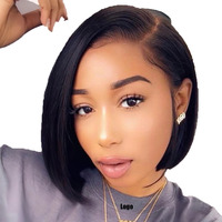 Perruque de cheveux naturels moelleux sans nœuds, style bob, douce et brillante, en fibre haute température, perruque pour femmes, 0,5 kg