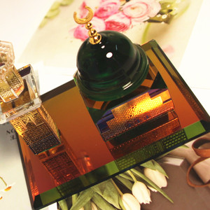 Handmade Crystal Glass Crafts Mubarak <b>Table</b> Stand Engraved Sign Model Plaque Ramadan Eid Muslim Home Decoration - Product Image 5