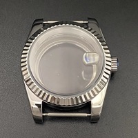 Boîtier de montre en acier inoxydable à lunette cannelée de 39 mm avec verre saphir, chronographe compatible avec le mouvement NH35/36
