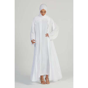 <span class=keywords><strong>Abito</strong></span> <span class=keywords><strong>da</strong></span> <span class=keywords><strong>sera</strong></span> modesto impreziosito con motivo bianco Abaya aperto Premium - Product Image 3
