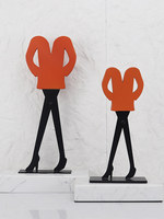 Figurine abstraite nordique, décoration de bureau, pièce d'exposition pour meuble TV et étagère, en métal et marbre, semi-fait main, thème personnages